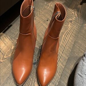Elegant Camel Brown Leather Ankle Boots